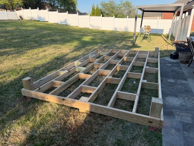 Deck framing in progress — Huntsville, AL