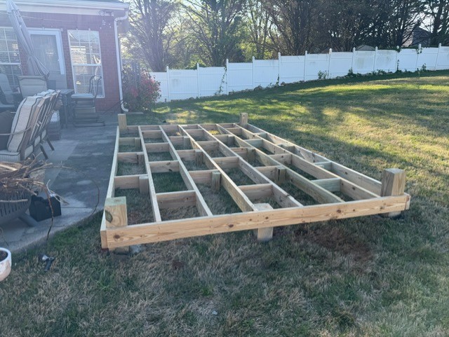 Deck framing in progress — Huntsville, AL